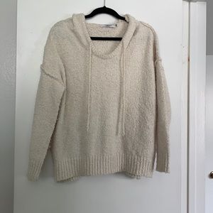 Oversized cream sweater with hood